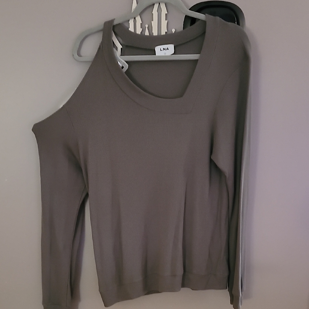 LNA One-Shoulder Gray Sweater